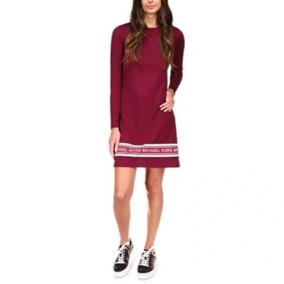 *NWT*MICHAEL KORS Long Sleeve Crew Neck Above the Knee T-Shirt Dress -S - Picture 3 of 5